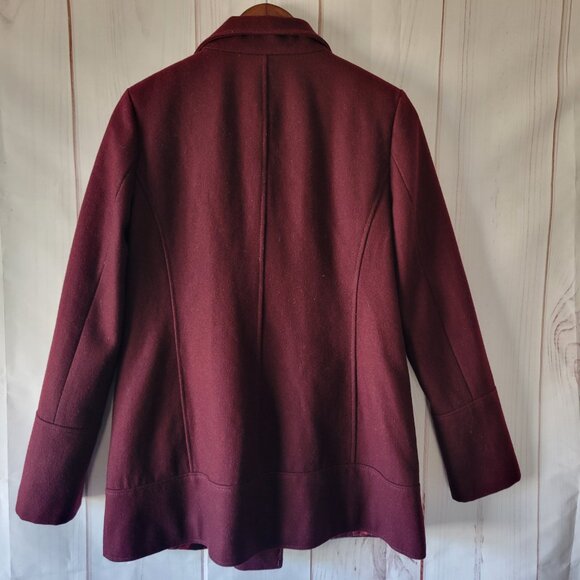Guess Wool Women’s M, Maroon w/Gold Zippers Jacket, Moto Jacket, Full Zip & Full - Picture 7 of 13